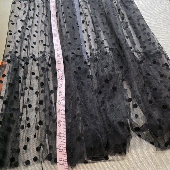 ZARA Black Sheer Polka Dot Tiered Midi Dress - Size S - Picture 8 of 10